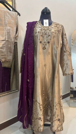 Timeless golden silk ensemble crafted