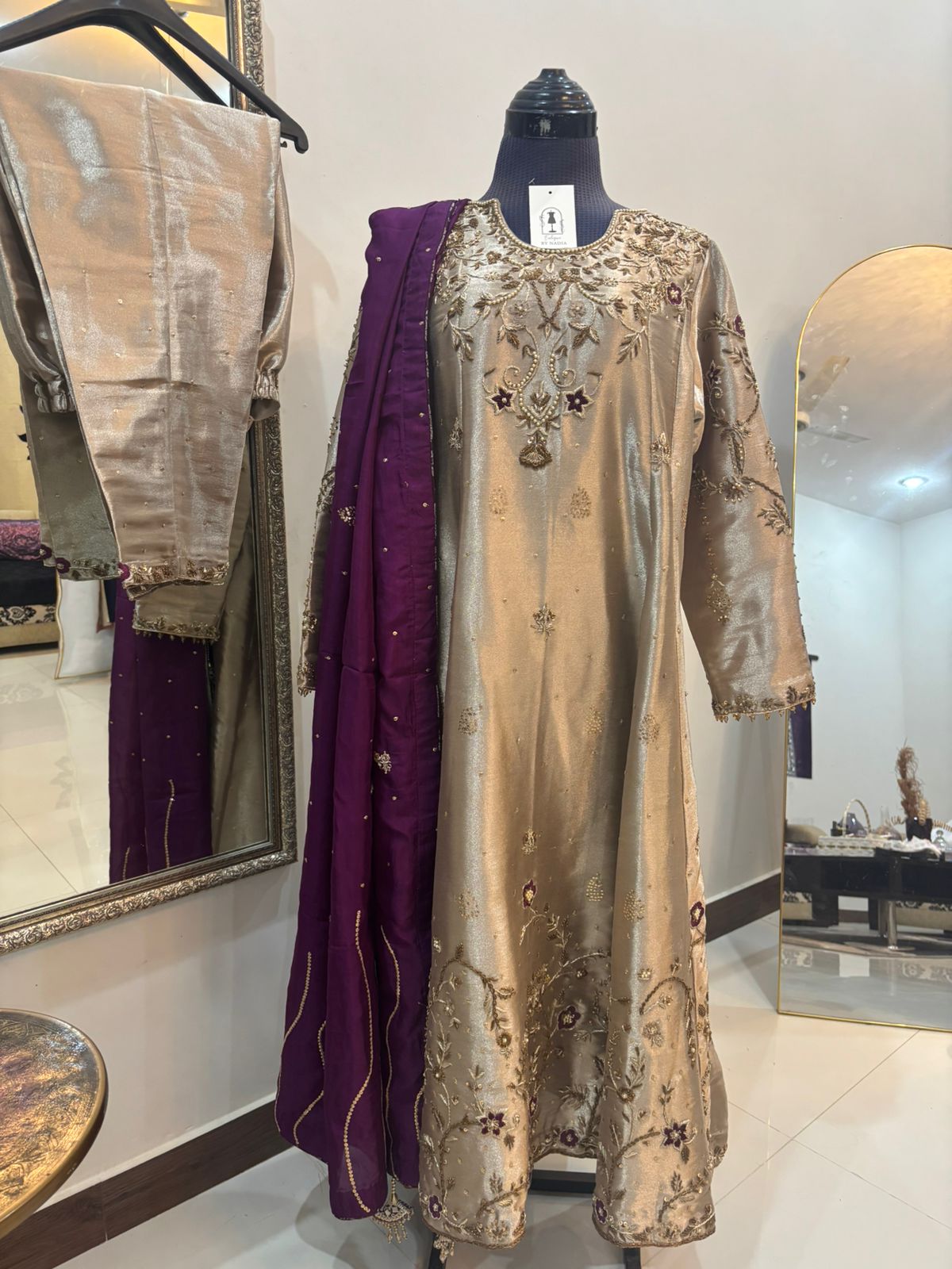 Timeless golden silk ensemble crafted